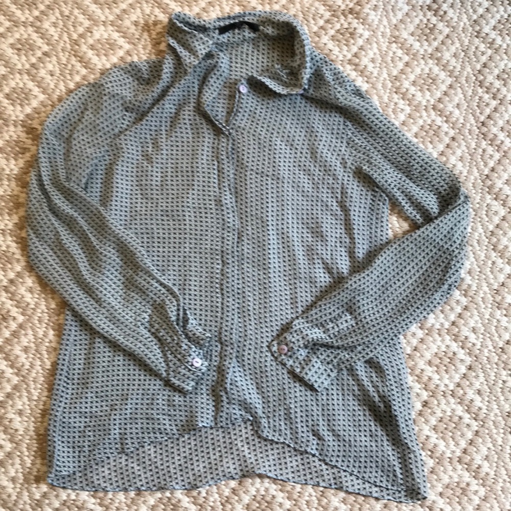 Tibi Silk Sheer Light Blue Button Down size 0